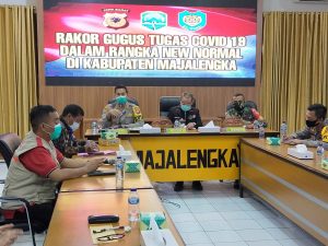 Polres Majalengka Bersama Unsur Forkopimda Rakor Tugas Covid-19 Dalam Rangka New Normal