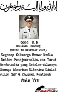 Kabar Duka Menyelimuti Warga Kota Bandung, Penajournalis.com Turut Berdukacita