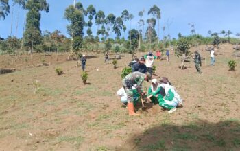 Sektor-2 Citarum Harum Sub 6 Melaksanakan Penanaman Pohon bersama tokoh Masyarakat dan Siswa, Desa Sukapura, di Blok Arjasari Desa Sukapura