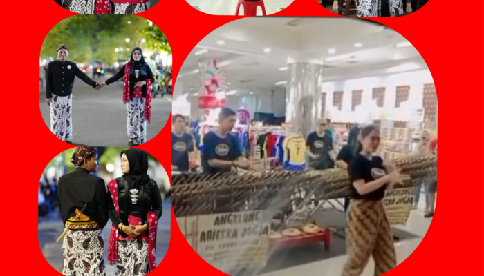 Anda Pernah ke Malioboro? Jangan Pernah Merasa Puas Tanpa Photo Pakai Busana Adat Jogjakarta ” POKOK’E BLANGKON dan Joget Bersama Arieska Jogja Musik Angklung