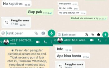 [HOAKS] Chat Penipuan WhatsApp Catut Nama Kapolres Agam