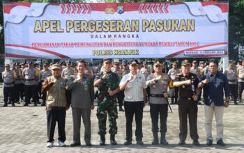 Kapolres Nganjuk Pimpin Apel Pergeseran Pasukan Personel Pam Pungut dan Hitung Suara Pemilu 2024