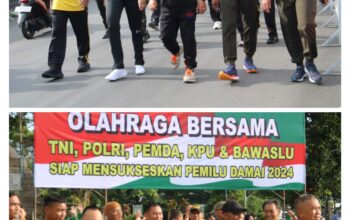 Dandim 0610/Sumedang Bersama Forkopimda Melaksanakan Olah Raga Bersama Dalam Rangka Mensukseskan Pemilu Damai 2024