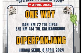 Korlantas Polri Lakukan Perpanjangan Penerapan One Way Arus Mudik Jalan Tol Trans Jawa