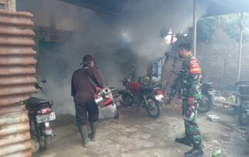 Cegah Demam Berdarah, Babinsa Dampingi Petugas Lakukan Fogging