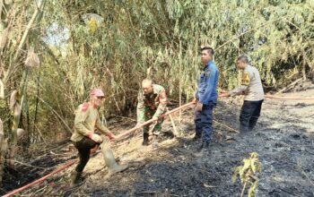 Polsek Tarogong Kaler Cek Lokasi Kebakaran Lahan Kebun Bambu