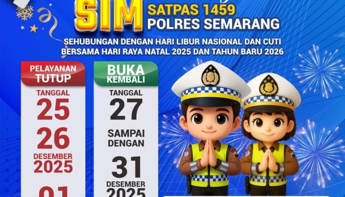 Satlantas Polres Semarang Umumkan Jadwal Pelayanan SIM Selama Libur Natal dan Tahun Baru