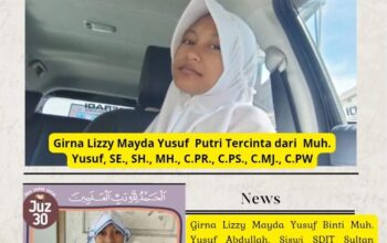 Girna Lizzy Mayda Yusuf Binti Muh. Yusuf Abdullah, Siswi SDIT Sultan Agung 5 Kriyan Kalinyamatan Jepara Berhasil Menghafal Juz 30 Al-Qur’an