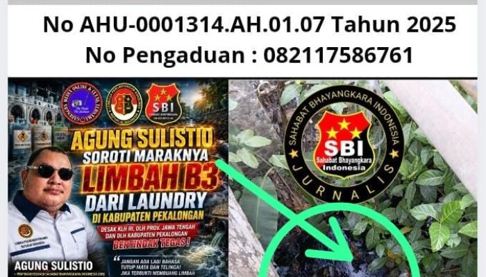 Agung Sulistio Soroti Dugaan Maraknya Limbah B3 Usaha Laundry di Pekalongan, Desak KLH RI dan DLH Bertindak Tegas