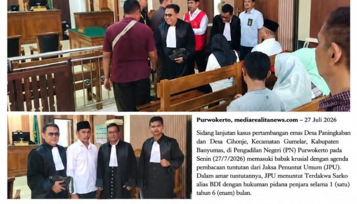 JPU Tuntut 1 Tahun 6 Bulan, Tim Hukum Siapkan Pledoi Kamis: Harap Putusan Adil Bagi Tambang Emas Paningkaban