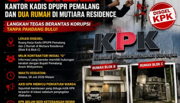 KPK Lakukan Penyegelan Kantor Kadis DPUPR Pemalang dan Dua Rumah di Mutiara Residence