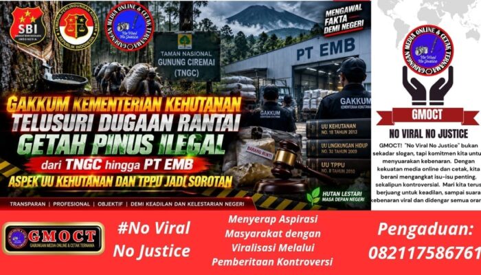 GAKKUM Kementerian Kehutanan Telusuri Rantai Getah Pinus Ilegal TNGC — Hingga PT EMB, UU Kehutanan & TPPU Jadi Sorotan Utama