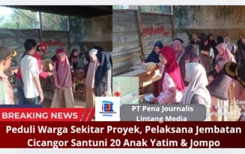 Peduli Warga Sekitar Proyek, Pelaksana Jembatan Cicangor Santuni 20 Anak Yatim & Jompo