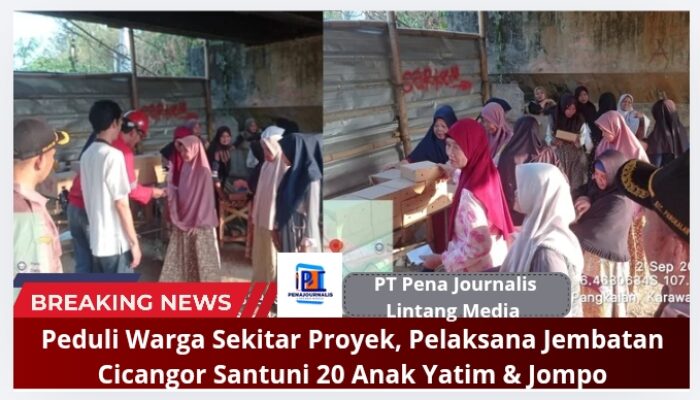 Peduli Warga Sekitar Proyek, Pelaksana Jembatan Cicangor Santuni 20 Anak Yatim & Jompo