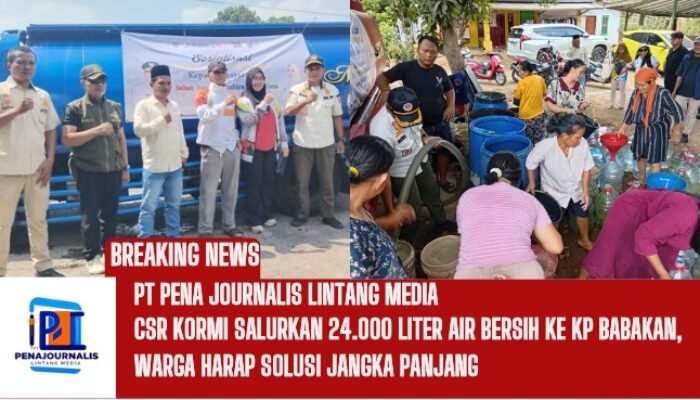 CSR Kormi Salurkan 24.000 Liter Air Bersih ke Kp Babakan, Warga Harap Solusi Jangka Panjang