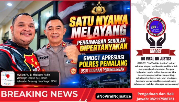Satu Nyawa Melayang, Pengawasan Sekolah Dipertanyakan: GMOCT Apresiasi Polres Pemalang Usut Dugaan Perundungan