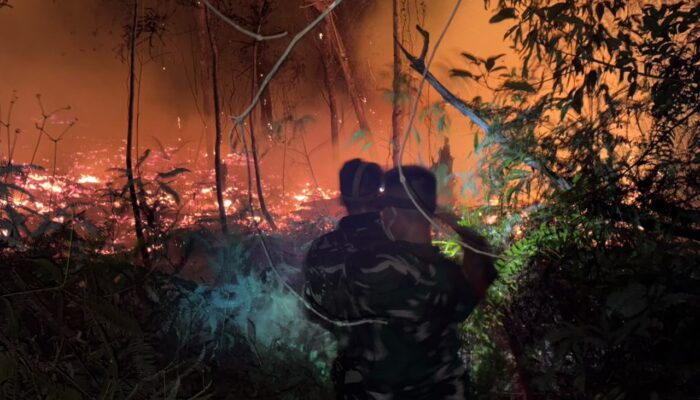 Tim Damkar 04 Yonif TP 831/PT Padamkan Titik Api di Kalampangan