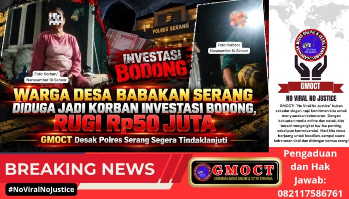 Warga Desa Bandung Serang Jadi Korban Dugaan Penipuan Investasi Bodong Rugi Rp50 Juta, Pelaku Setiap Ditagih Memegang Sajam, GMOCT Desak Polres Segera Tindak